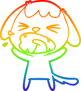 Gökkuşağı gradyan çizgisi bir insan tarafından çizilmiş şirin bir çizgi köpek havlaması.