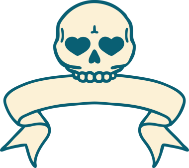 Bir insan tarafından çizilmiş geleneksel bir kafatası dövmesi.