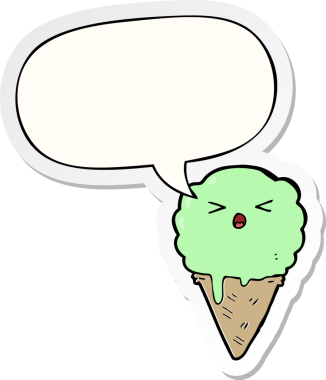 Bir insan tarafından çizilmiş konuşma balonu çıkartmalı karikatür dondurması.