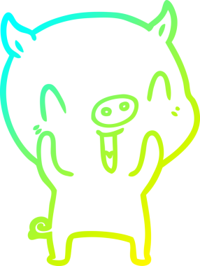 Bir insan tarafından çizilmiş mutlu çizgi film domuzu çizimi.