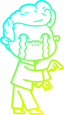 Bir insan tarafından çizilmiş ağlayan bir çizgi film karakteri çizimi.