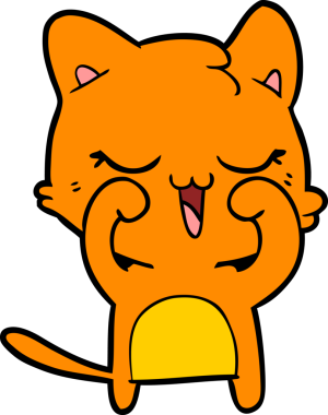 Bir insan tarafından çizilmiş çizgi film kedisi.