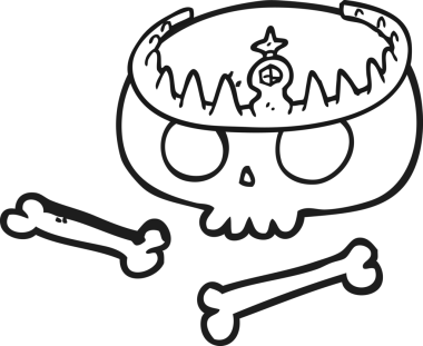 Bir insan tarafından çizilmiş siyah beyaz bir kafatası.