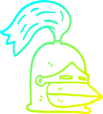 Bir insan tarafından çizilmiş altın bir miğferin soğuk gradyan çizgisi