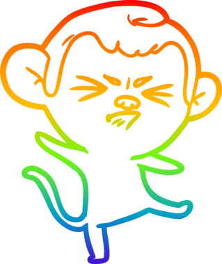 Gökkuşağı gradyan çizgi çizimi bir insan tarafından çizilmiş sinir bozucu bir maymun