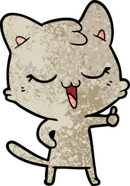 Bir insan tarafından çizilmiş çizgi film kedisi.