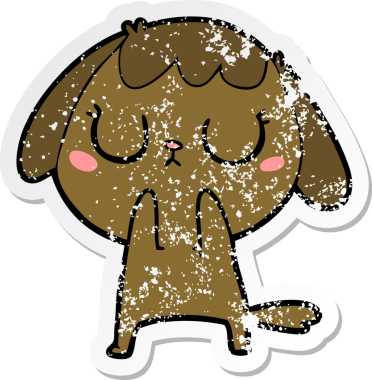 Bir insan tarafından çizilmiş şirin bir köpeğin sıkıntılı çıkartması.