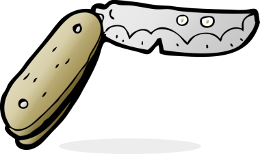 Bir insan tarafından çizilmiş katlanmış çizgi film bıçağı.