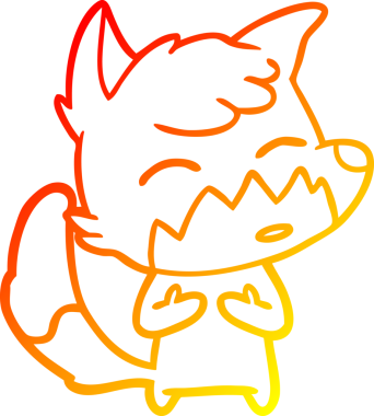 Bir insan tarafından çizilmiş bir tilkinin sıcak çizgi çizimi