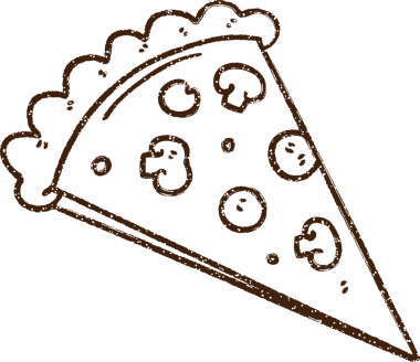 Bir insan tarafından çizilmiş mantarlı pizza kömürü.