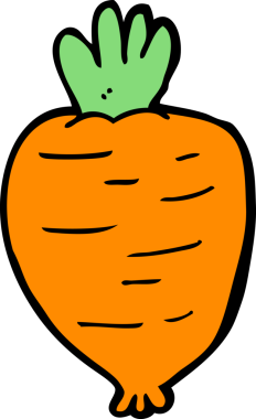 Bir insan tarafından çizilmiş karikatür kökü sebzesi