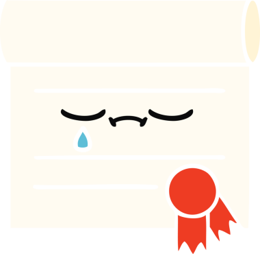 Bir insan tarafından çizilmiş bir sertifikanın düz renk retro karikatürü