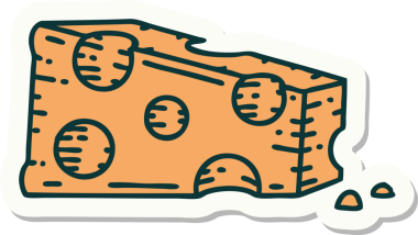 Bir insan tarafından çizilmiş peynirin geleneksel stiliyle dövme çıkartması.