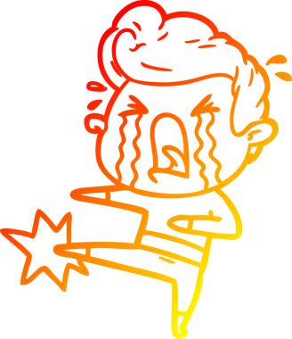 Bir insan tarafından çizilmiş, ağlayan bir çizgi film karakteri.