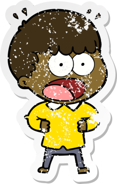 Bir insan tarafından çizilen şok olmuş bir adamın karikatür çıkartması.