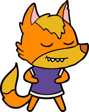 Bir insan tarafından çizilmiş tilki çizgi film karakteri