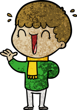 Bir insan tarafından çizilmiş gülen karikatür adam.