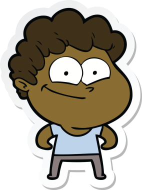 Bir insan tarafından çizilmiş mutlu bir adamın çıkartması.