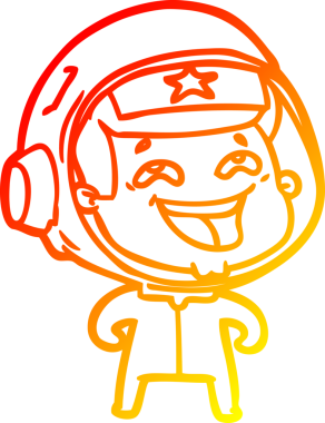 Bir insan tarafından çizilmiş gülen astronotun sıcak çizgi çizimi