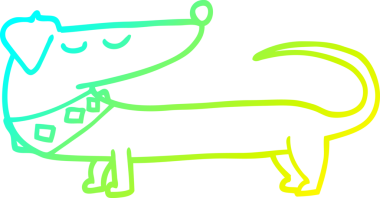 Bir insan tarafından çizilen çizgi film köpeğinin soğuk gradyan çizgisi.