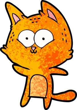 Bir insan tarafından çizilmiş çizgi film kedisi.