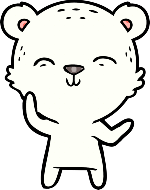 Bir insan tarafından çizilmiş mutlu kutup ayısı karikatürü