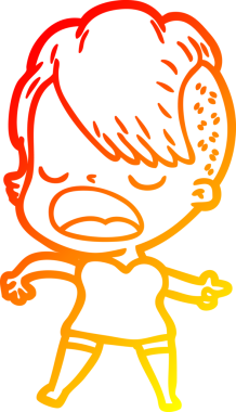 Bir insan tarafından çizilmiş havalı bir hippi kızın sıcak çizgi çizimi.