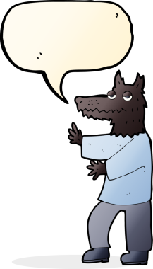 Bir insan tarafından çizilmiş konuşma balonu olan bir kurt adam.