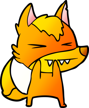 Bir insan tarafından çizilmiş tilki çizgi film karakteri