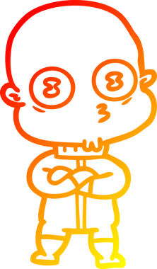 Bir insan tarafından çizilmiş garip kel bir uzay adamının sıcak çizgi çizimi