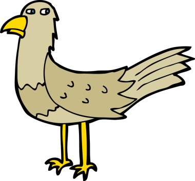 Bir insan tarafından çizilmiş çizgi film kuşu.