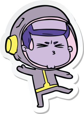 Bir insan tarafından çizilmiş astronotun çizdiği bir çizgi film çıkartması.