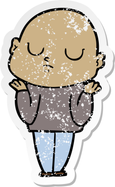 Bir insan tarafından çizilmiş kel bir adamın sıkıntılı çıkartması.