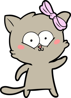 Bir insan tarafından çizilmiş çizgi film kedisi.