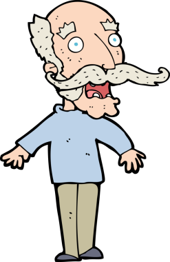 Karikatür ihtiyarı şaşırtan bir insan.