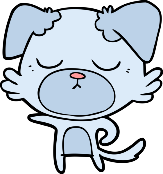 Bir insan tarafından çizilmiş şirin bir çizgi film köpeği.