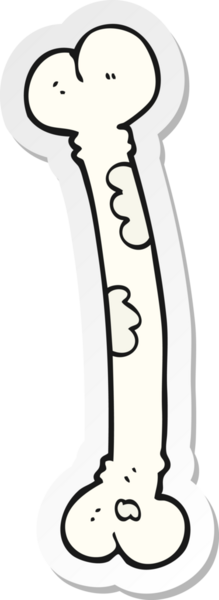 Bir insan tarafından çizilmiş bir karikatür kemiği çıkartması.