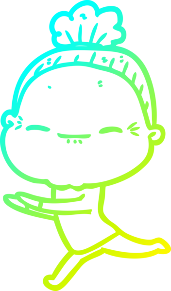 Bir insan tarafından çizilmiş barışçıl, yaşlı bir kadının soğuk çizgi çizimi.