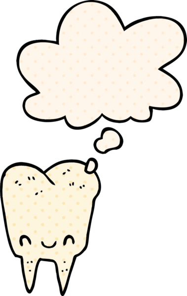 Çizgi roman tarzında bir insan tarafından çizilmiş düşünce kabarcığı olan çizgi film dişleri.