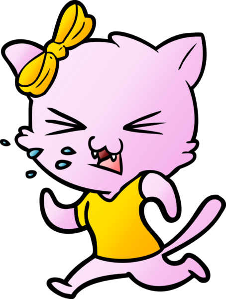 Bir insan tarafından çizilmiş çizgi film kedisi.