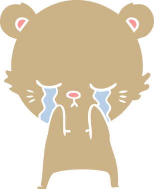 Bir insan tarafından çizilmiş düz renkli çizgi film ayısı.