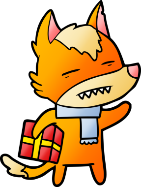 Bir insan tarafından çizilmiş tilki çizgi film karakteri.