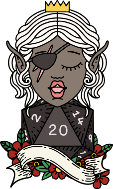 Retro Dövme Tarzı Cüce Bir insan tarafından çizilmiş 20 zar atışıyla