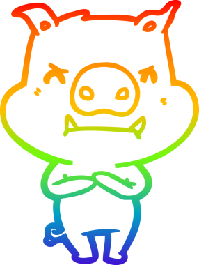 Bir insan tarafından çizilmiş kızgın çizgi film domuzu çizimi.