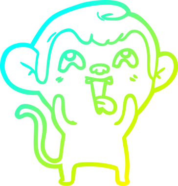 Bir insan tarafından çizilmiş çılgın bir çizgi film maymunu çizimi