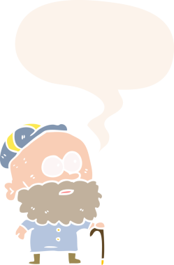 Çizgi filmci, bastonlu, düz şapkalı, retro tarzı konuşma baloncuğu çizen bir insan.