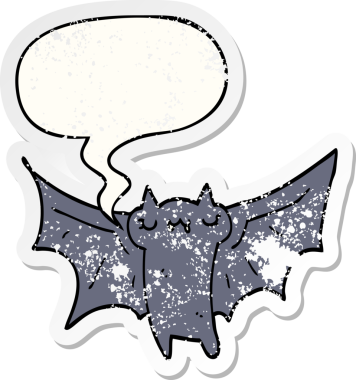 Tatlı bir cadılar bayramı sopası. Konuşma baloncuğu olan. Bir insan tarafından çizilmiş sıkıntılı eski bir çıkartma.