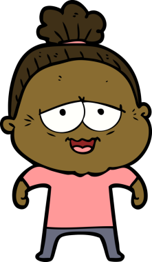 Bir insan tarafından çizilmiş mutlu yaşlı kadın çizgi filmi.