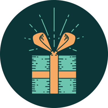 Bir insan tarafından çizilmiş dövme stili bir Noel hediyesi.