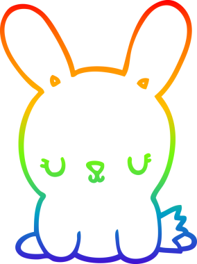 Gökkuşağı gradyan çizgisi. Bir insan tarafından çizilmiş şirin bir tavşan çizimi.